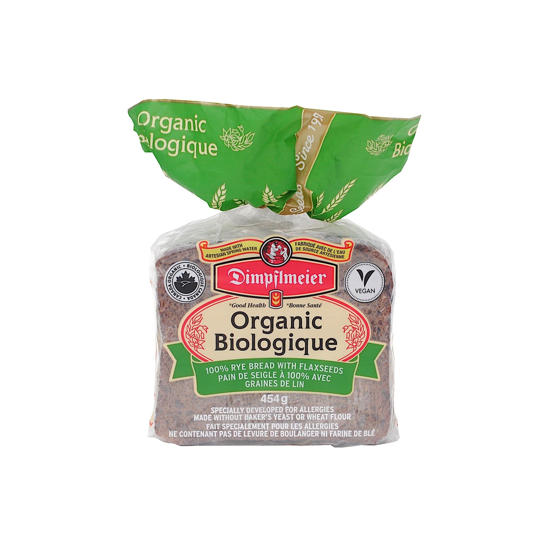 Organic 100 Rye Bread with Flaxseeds Dimpflmeier Bakery