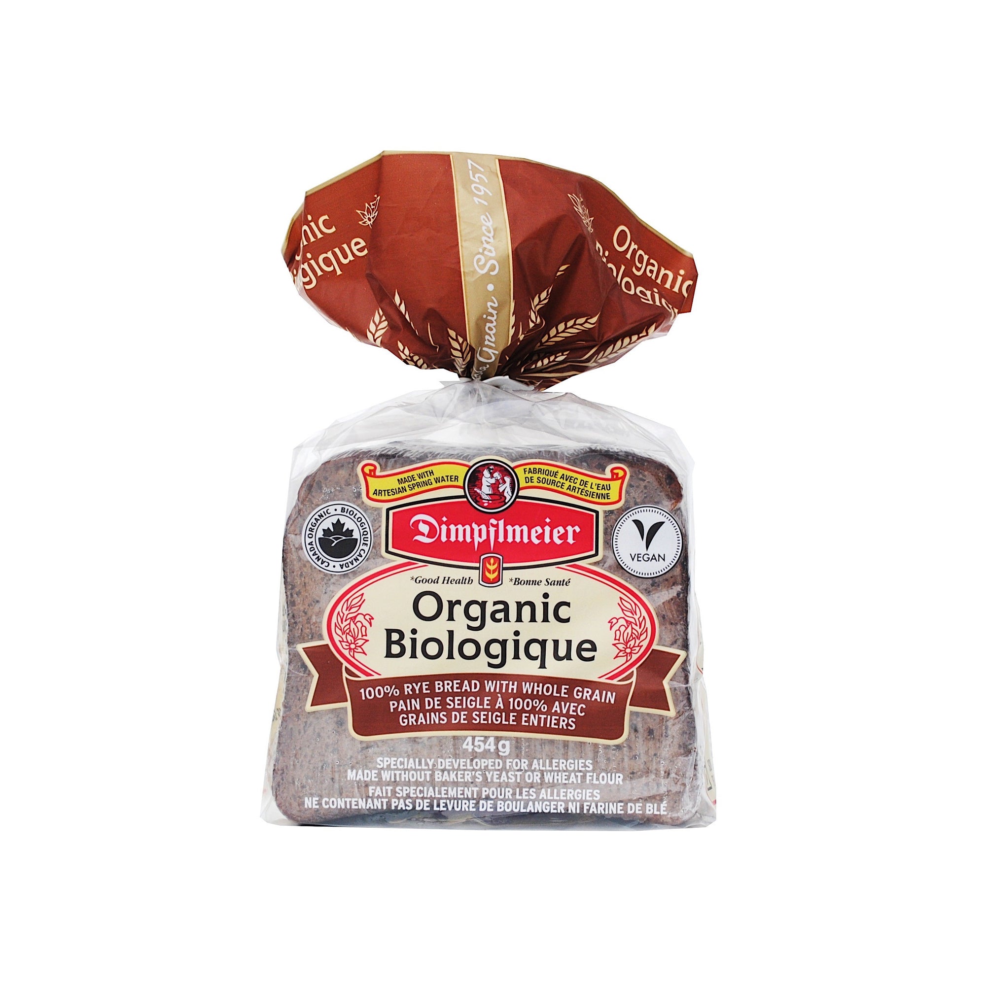 Organic 100 Rye Bread with Whole Grain Dimpflmeier Bakery